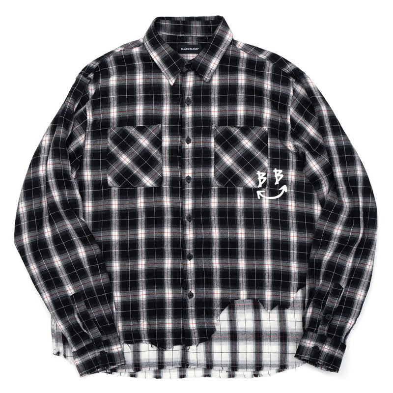 BBD クラシックスマイルロゴレイヤードチェックシャツ (Black)