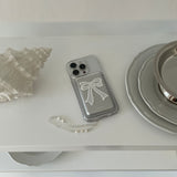 long ribbon MagSafe card case + Magsafe phone case [Silver]