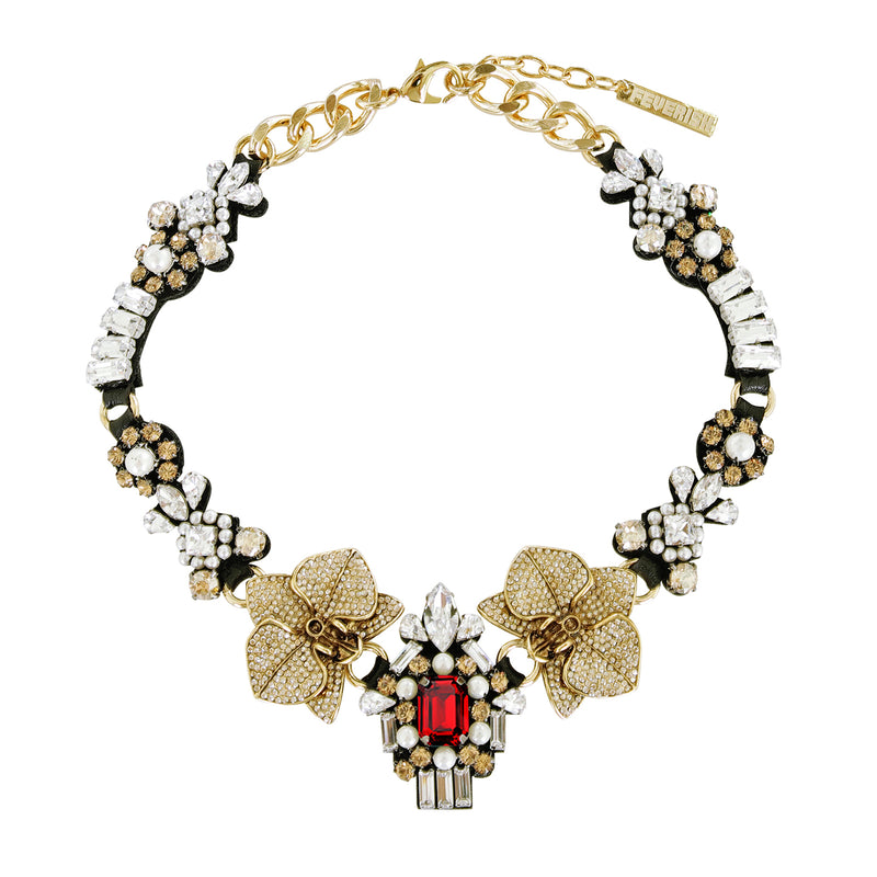 [Couture] Jeweled Orchid Gold Choker