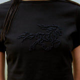 Horse Crop T-shirt (BLACK)