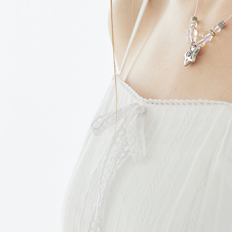 Lace Slip Mini Dress _ White 