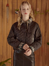 Stripe Patched Quilting Jacket (Black)