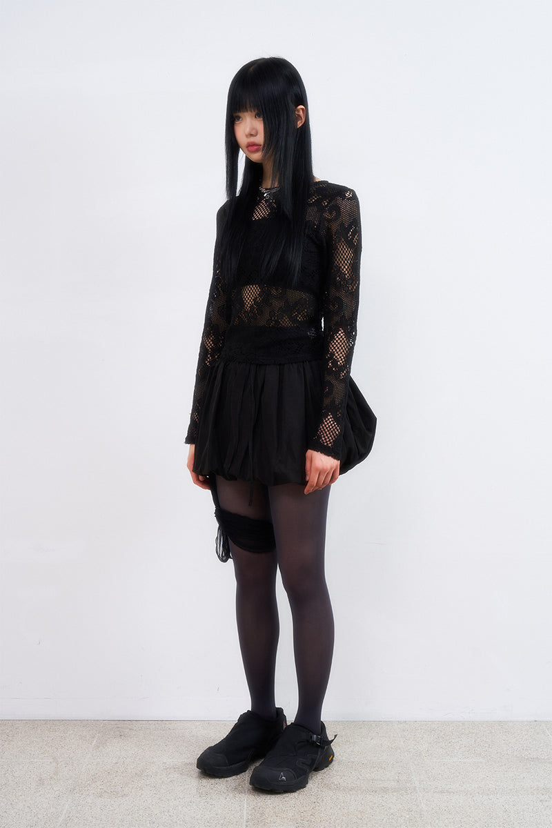 Raum lace pattern see-through long sleeve