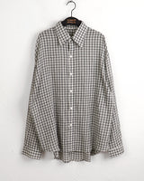 Beterseersucker overfit  see-through vintage check long sleeve shirt