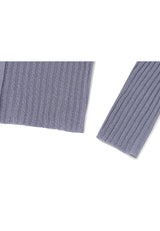 See-through crop knit cardigan - LIGHT BLUE