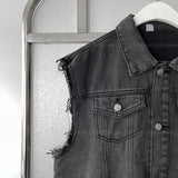 Black Jeans Denim Vest D725013534026
