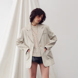 OVER-FIT SINGLE LEATHER JACKET CREAM