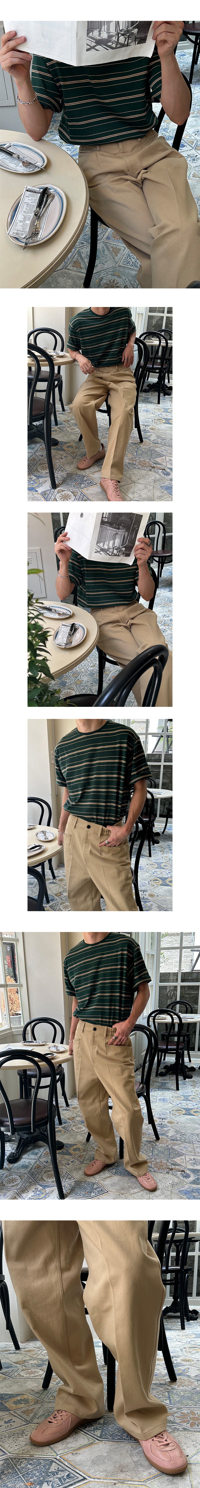 [S/S]Mour thin stripe half t-shirts(3color)