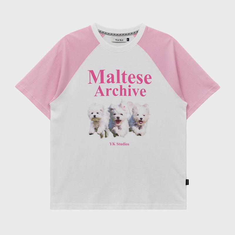 Maltese archive raglan half sleeve T-shirt