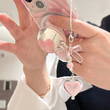 pink heart beam ribbon key ring