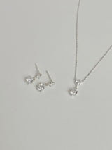 [silver 925] mini cubic earrings and necklace set
