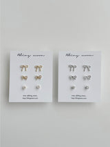 [3 set] daily ribbon earrings set