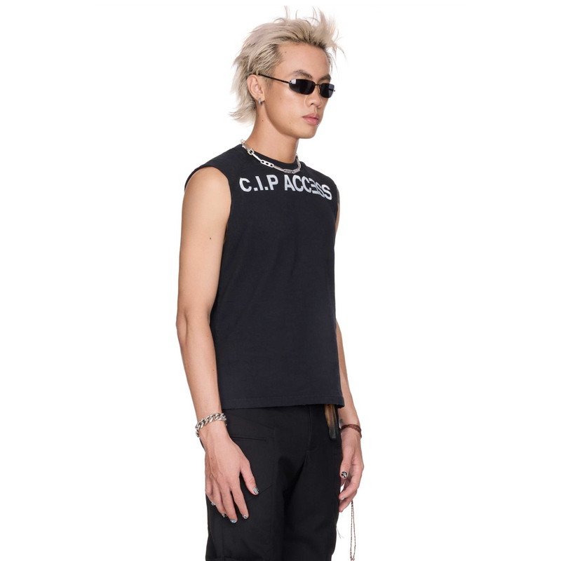 BEUTER® "C.I.P ACCESS" BLACK WASHED TANK TOP