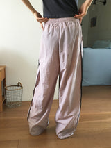 TM side color combination nylon two-way long wide jogger pants