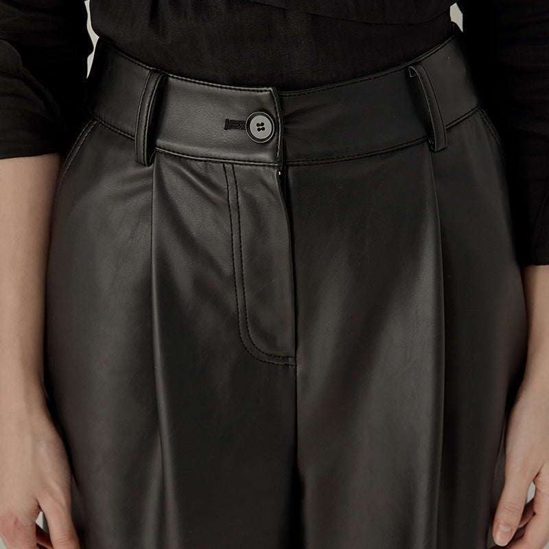 レザーワイドパンツ / Kyra Vegan Leather Wide Pants