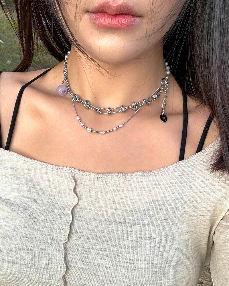 チェーンレイヤードネックレス/chain layered necklace
