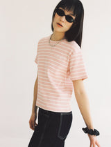 Puppy Stripe Cropped Tee _ Pink