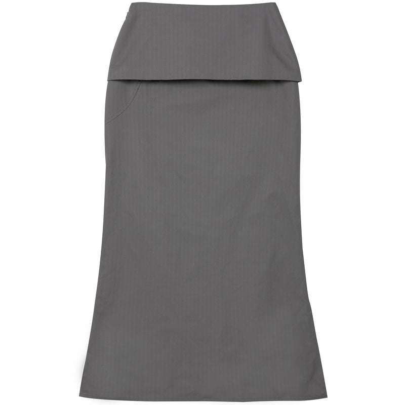 Drape Layered Maxi Skirt (FL-238_Gray)