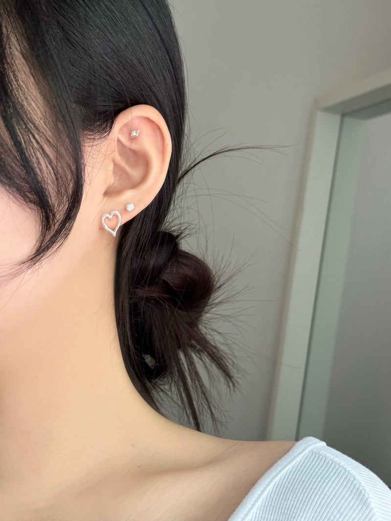 [4 set] lovely heart pearl earrings set 