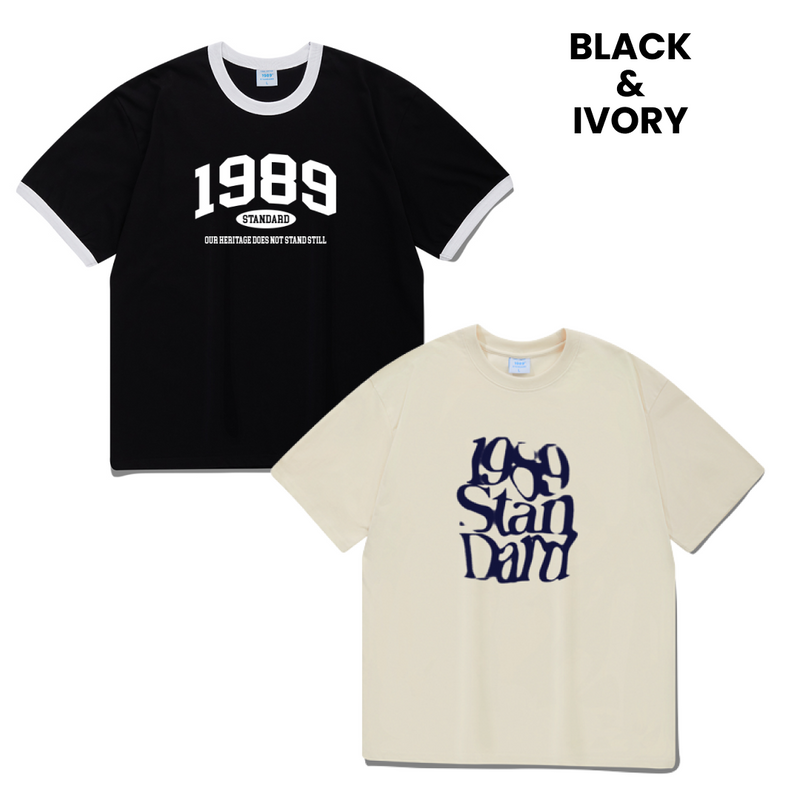 【SET】1989 クールコットンリンガー半袖（BLACK）+イルージョン クールコットンオーバーフィット半袖