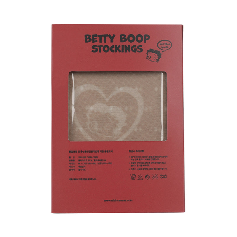 [BettyBoop X RYU'S PENNA] White Dot Heart Graphic Stockings