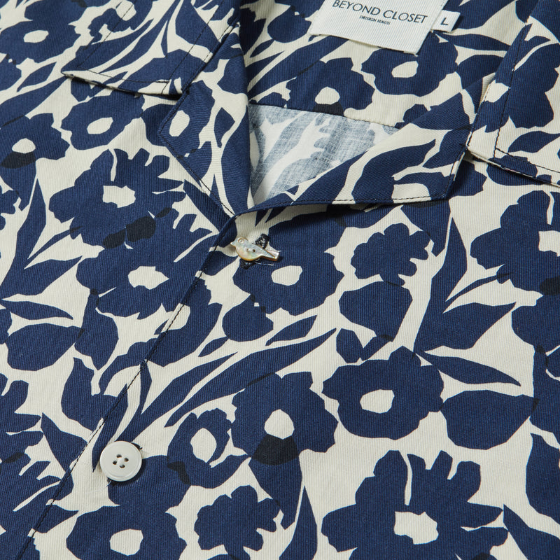[COLLECTION LINE] WELL MADE PATTERN 1/2 ORGANIC COTTON SHIRT NAVY