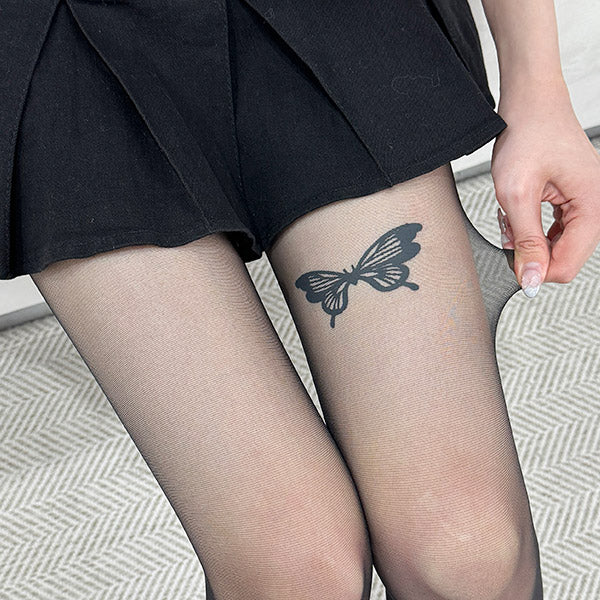 Fly see-through tattoo stockings (24SO017)