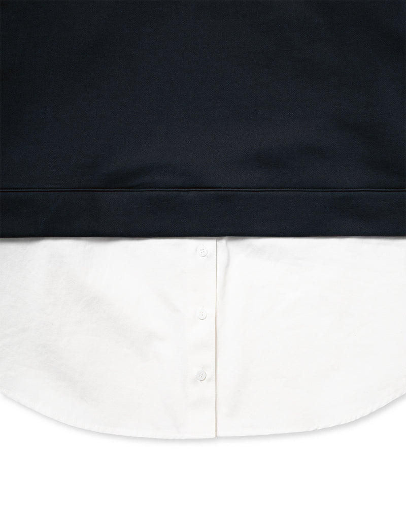 [AG.W] Sweat Volume Layered Shirt - Navy