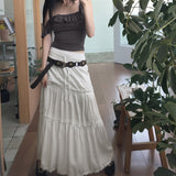 Lazel Bohemian Lace Banding String Cancan Long Skirt