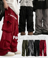 Wind String Poly Pocket Cargo Wide Pants