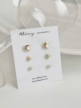 [3 set] moon twinkle earrings layered set