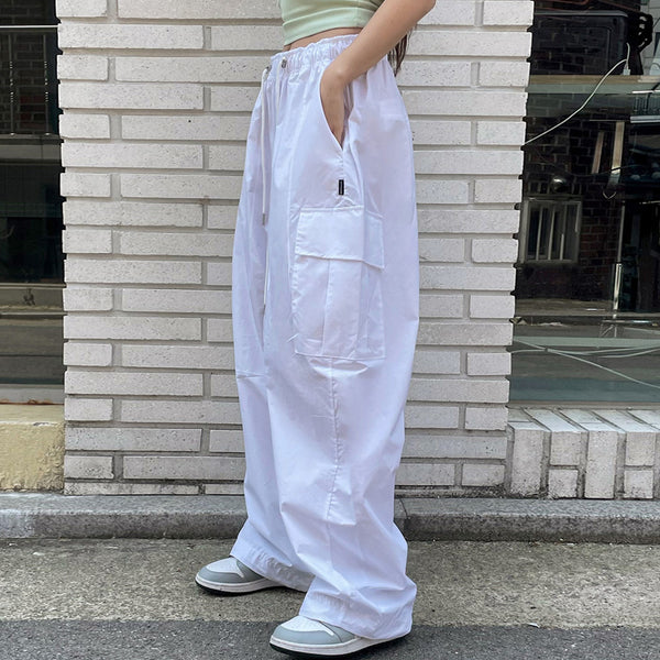WIDE CARGO STRING PANTS [WHITE]