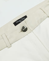 Metal Triclipse Leather Mix Bootcut Pants White