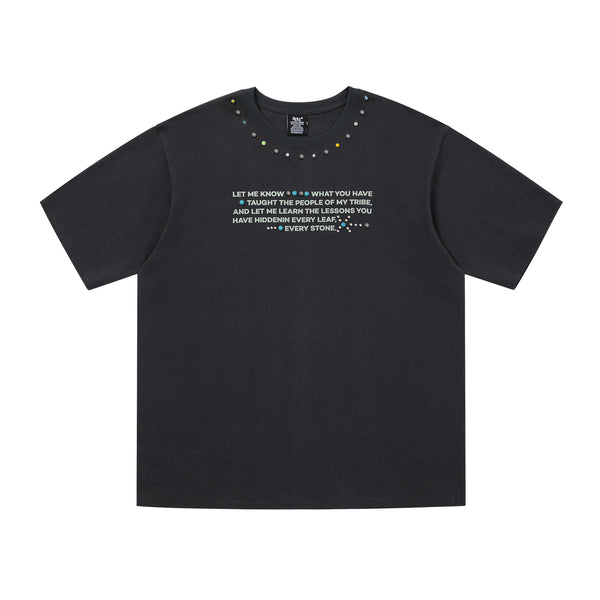 Rivet Point Lettering Tshirts Charcoal