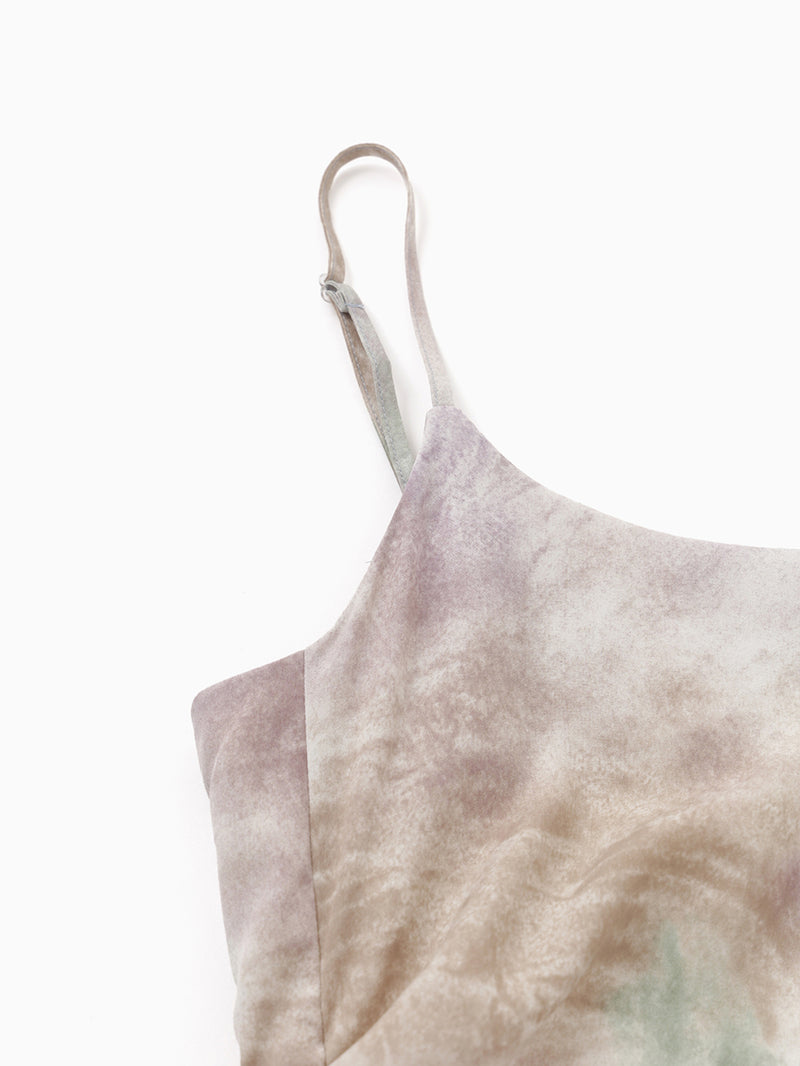 Watercolor shirring sleeveless dress (Mix ivory)