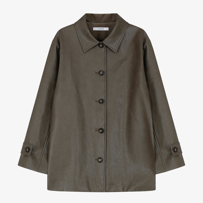 Leather Half Coat Brown