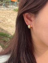 (silver925/18k) Aqua cubic earrings