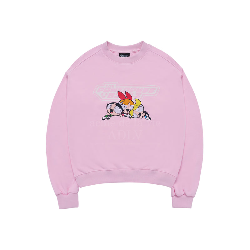 [24SS] The Powerpuff Girls x acmedelavie  logo crop sweatshirt PINK