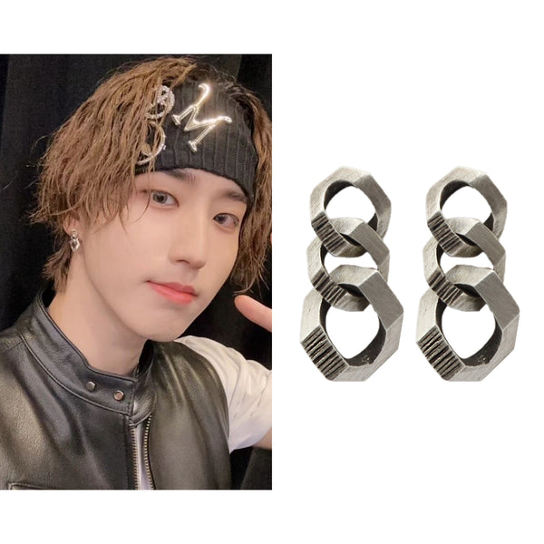 3チェーンピアス / [Stray Kids / HAN ] Noise pattern 3 chain earring (925 silver)