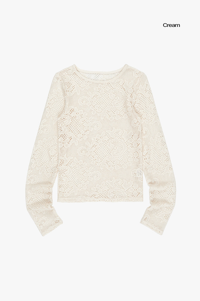 Raum lace pattern see-through long sleeve