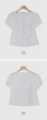RM Flower Puff Shirring Summer Short Sleeve Blouse