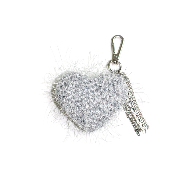 cupid heart keyring (fluffy silver)