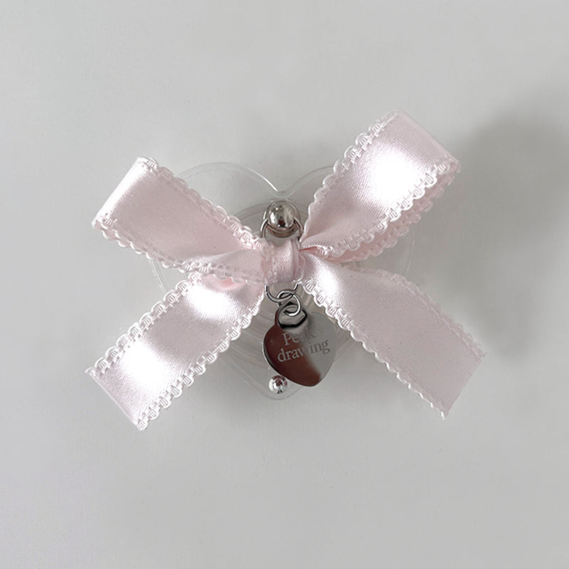 [Handmade] Baby bow heart phone grip (beads tok)