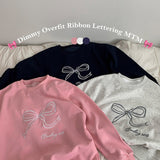 Dimi overfit ribbon lettering embroidery sweatshirt