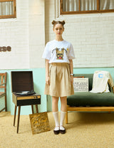 Campus Lover Beige Flare Midi Skirt [For women]