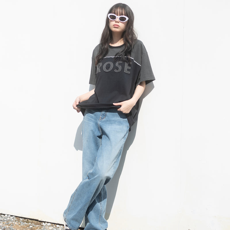 ROSE DYED FOOTBALL S/S TEE(BLACK)