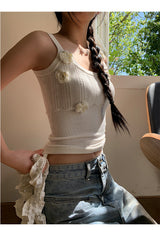 Lily knitted flower sleeveless top