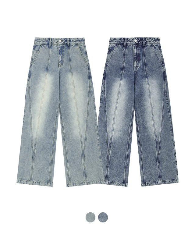 斜め切りワイドデニムパンツ / Diagonal cut wide denim pants