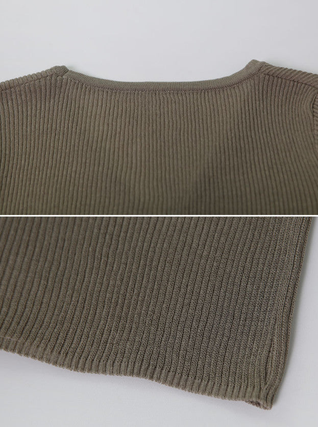Linen V-neck Crop Knit Cardigan (5color)