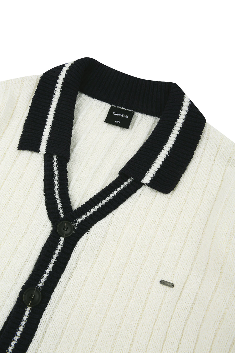 Ivory Knitwear collar button cardigan